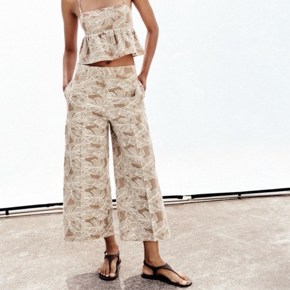 Zara Beige Embroidered Set